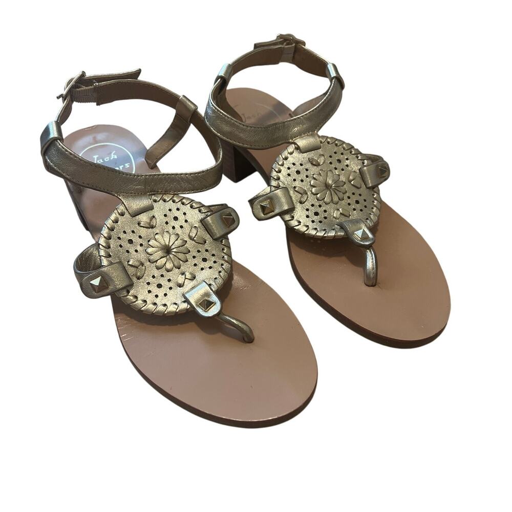 Jack Rodgers Gretchen Gold Block Heel Sandals Size 6.5 / 7 Boho Beach